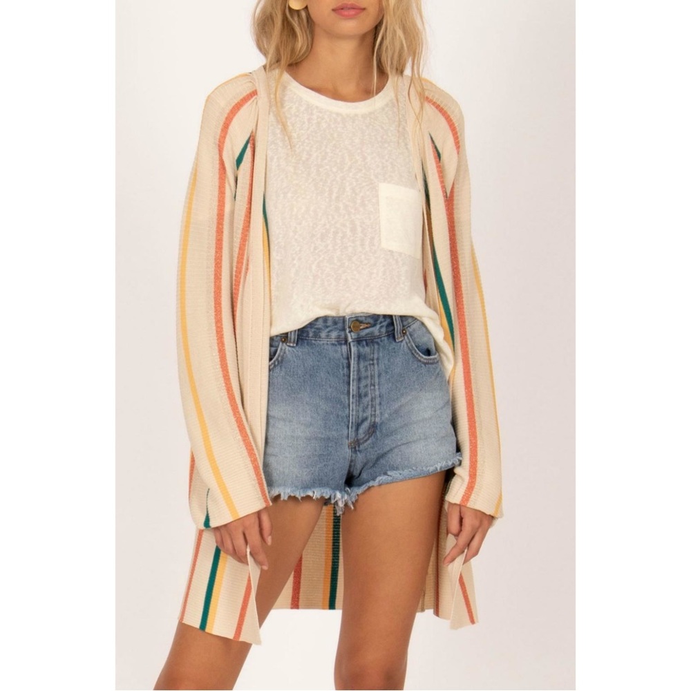 AMUSE SOCIETY for Shoptiques Beachy Striped Suite Life Cover-Up Cardigan Sweater